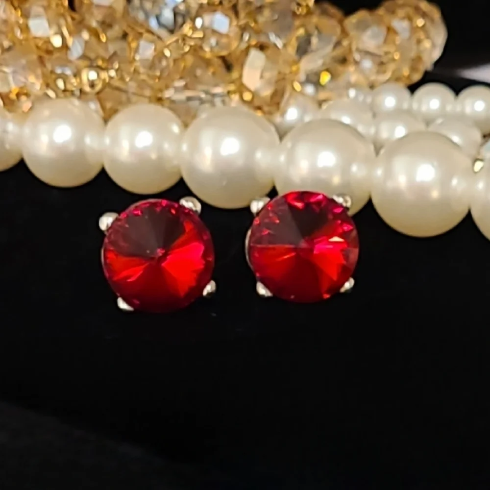 Set of 3 Large Crystal Stud Earrings